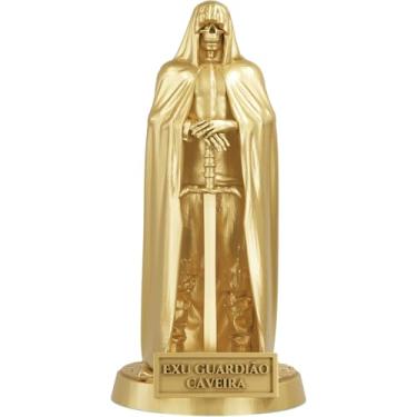 Imagem de Estátua Exu Guardião Caveira Imagem Umbanda Candomblé (Cor Ouro)