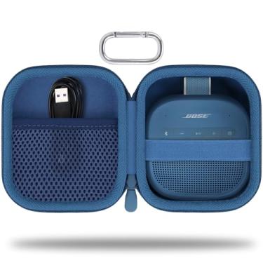 Imagem de Capa protetora rígida para alto-falante Bluetooth portátil Bose New SoundLink Micro 2ª geração, estojo de viagem portátil com mosquetão (azul escuro) - co2CREA