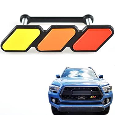 Imagem de Boigoo Emblema de grade tricolor – Acessórios de decoração frontal de carros, etiqueta de caminhão para Toyota Tacoma 4Runner Tundra Sequoia Rav4 Highlander