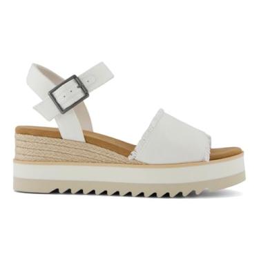 Imagem de TOMS Sandália feminina Diana Wedge, Lona branca/desfiada, 6.5