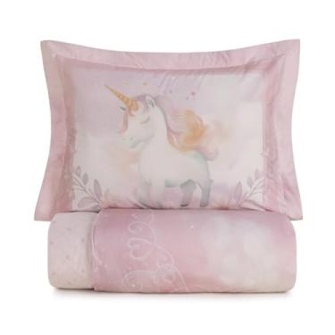 Imagem de Cobreleito Solteiro Karsten Colcha Infantil Percal 200 Fios 100% Algodão Estampado Kit 2 Peças (Princesinha)