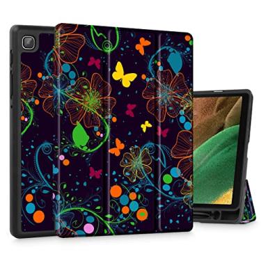 Imagem de Tuiklol Capa para Samsung Tab A7 Lite 8,7 polegadas modelo 2021 SM-T220 T225 T227 com suporte para lápis embutido, capa traseira rígida protetora de TPU para Tab A7 Lite 7,8 polegadas, capa inteligente, fluida e borboleta
