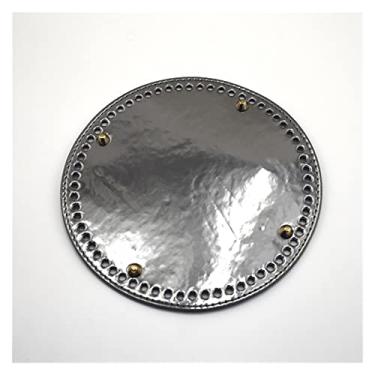 Imagem de YANGQI yaoqijie Acessórios de bolsa de couro bolsa de couro fundo redondo feminino DIY jeans peças de reposição bolsas balde bolsas de mão 19 * 19 cm para mulheres meninas duráveis (cor: prata)