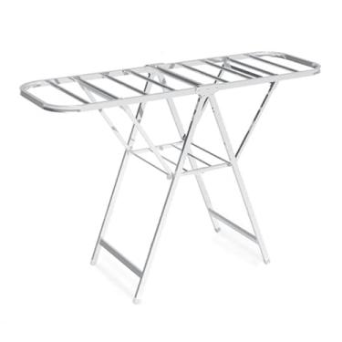 Imagem de Cabide dobrável para roupa, estendal dobrável de 2 níveis, estendal independente de aço inoxidável com asas ajustáveis em altura para roupa, lençóis (cor: Cinzento) (dourado) (cinzento) (cinzento)