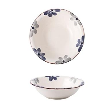 Imagem de WYUYIWH Tigela de cerâmica tigela de macarrão padrão pintado à mão utensílios de mesa de cerâmica tigela de sopa grande tigela de salada tigela de ramen (cor: C)