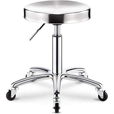 Imagem de WYUYIWH Banqueta com rodas com rodas Bancos redondos de rolamento hidráulico resistente para loja de guitarra, laboratório, bancada de trabalho, banco giratório ajustável médico, cadeira altruísta