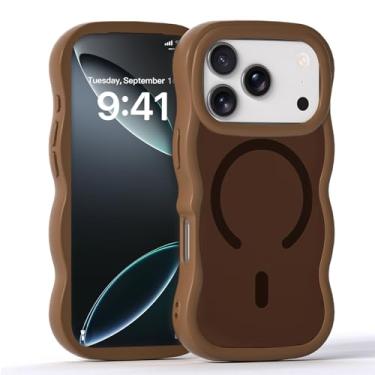 Imagem de Scricor Capa para iPhone 17 Pro de 6,3 polegadas, linda moldura ondulada e encaracolada compatível com Magsafe Capa traseira rígida translúcida fosca transparente à prova de choque para mulheres e