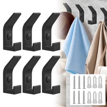 Imagem de Cabideiro para cabide espacial de alumínio para toalha, gancho montado na parede, saco de metal, ganchos para chapéu, parafusos, ganchos para pendurar roupas, preto/cinza, máximo de 10 kg, para