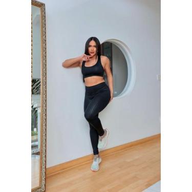 Imagem de Conjunto feminino 3D  de malhar legue e cropped - Ab modas , Preto, GG