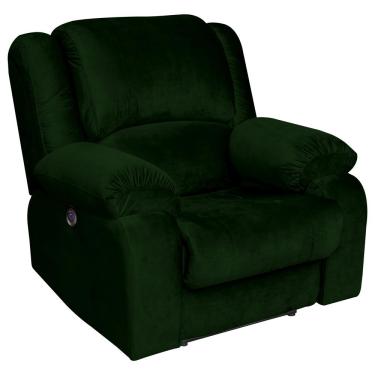 Imagem de Poltrona do Papai Reclinável Massageadora Elétrica com USB Simon F05 Veludo Verde - Lyam Decor