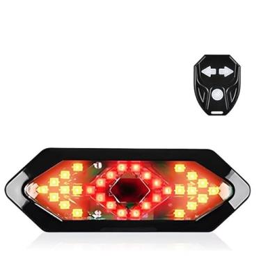 Imagem de Lanterna Traseira Bike USB Recarregável Impermeável com Seta e Controle Remoto de Alta Segurança