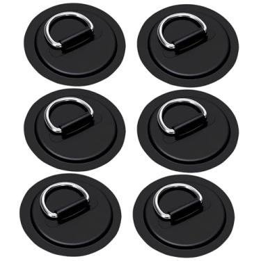 Imagem de Remendos de anel em D de aço inoxidável para barcos infláveis, caiaques, canoas, SUP, patch de reparo de PVC de 8 cm de diâmetro para amarrações confiáveis, pacote com 6 (preto)