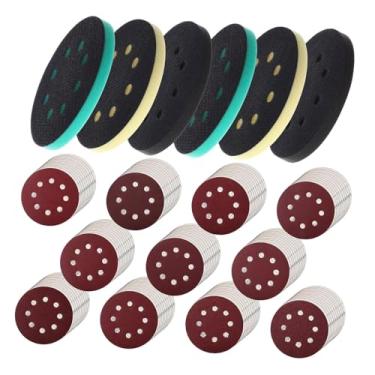 Imagem de Fenteer 116 peças de almofadas de interface e discos de lixa para lixadeira orbital de 5 polegadas, almofadas de apoio de esponja profissional de densidade