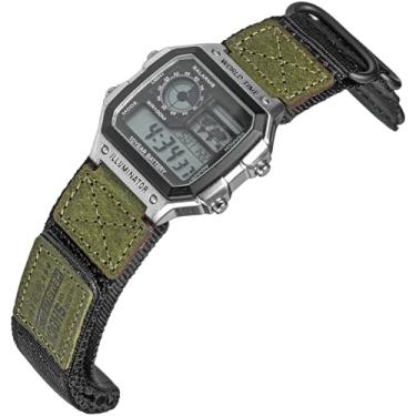 Imagem de HEMSUT Pulseira tática de nylon de 18 mm para relógios Casio | Pulseira resistente a impactos estilo militar de liberação rápida | compatível com AE-1200, DW-H5600, F-91W, A168W e mais