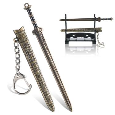 Imagem de Mini abridor de cartas de espada com bainha e suporte de exibição, ferramenta de abridor de correio de espada antiga para abertura de envelope
