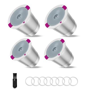 Imagem de Pacote com 4 filtros de café reutilizáveis para xícara K, cápsulas de café recarregáveis de aço inoxidável para cafeteiras Keurig 1.0 e 2.0