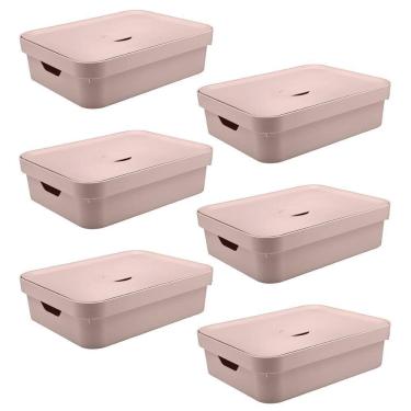 Imagem de Caixa Organizadora Ou Plastico 16L Cube Rosa 06 Unidades