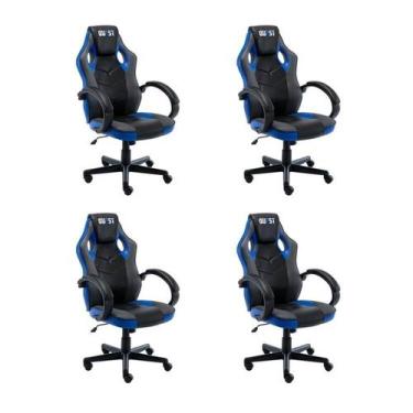 Imagem de Kit 4 Cadeiras Gamer Giratória Regulavel Quest - Fratini Móveis