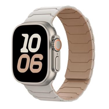 Imagem de Pulseira magnética para Apple Watch série 10/9/8/7/6/5/4/3/SE/2nd/Ultra2 de 49 mm, 46 mm, 45 mm, 44 mm, 42 mm, 41 mm, 40 mm, 38 mm, 48 mm, 40 mm, pulseira de silicone esportiva para Apple Watch Series