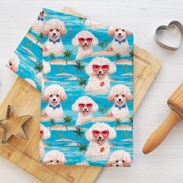 Imagem de Óculos de sol poodle de praia, toalhas de cozinha, panos de prato para lavar pratos de cozinha, toalha de chá decorativa de microfibra macia, panos de prato toalha de mão para banheiro, casa de