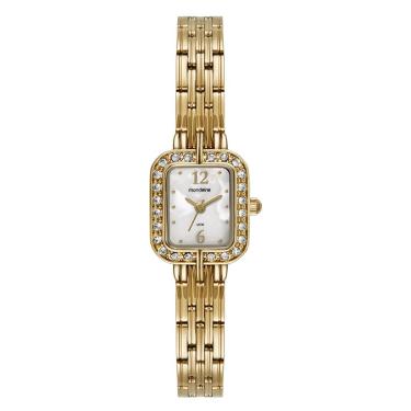 Imagem de Relogio Mondaine Feminino Ref: 99781lpmvde1 Retangular Dourado