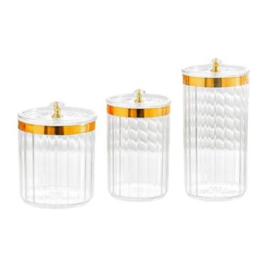Imagem de WeiLaiKeQi Conjunto de 3 Potes para Armazenamento de Alimentos com Tampas, Organizadores de Despensa, Ideais para Massas e Outros Alimentos, Pote Transparente com Tampa Transparente