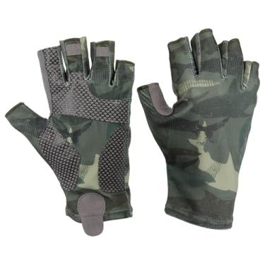 Imagem de Luvas de pesca, 1 par de luvas respiráveis de proteção solar sem dedos para homens e mulheres, caiaque, remo, ciclismo, caminhada, verde (tamanho G)