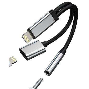 Imagem de Adaptador auxiliar de iPhone Lightning para conector de 3,5 mm divisor de fone de ouvido (2 em 1) para Apple 14 13 Pro Max Lighting Cabo de fone de ouvido Dongle carregador com fio adaptador de