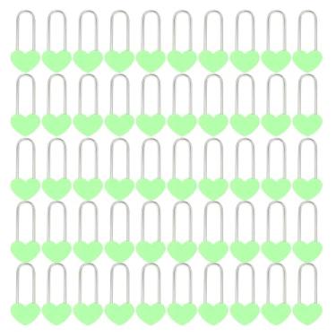 Imagem de VeYocilk 50 peças, cadeado de coração de 8,89 cm e 50 mm, cadeado de coração único verde para namorados, casamento, aniversário, viagem (sem chave)