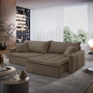 Imagem de Sofá Cama Arizona Veludo em Madeira Eucalipto 230cm Braço 15 cm Meu So