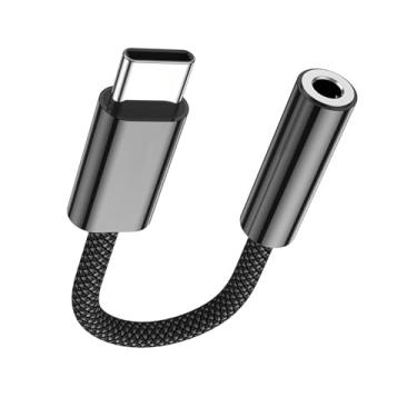 Imagem de Fidioto 1 pacote preto USB tipo C para adaptador de fone de ouvido fêmea de 3,5 mm, USB C para áudio auxiliar 16 bits/48 kHz, cabo dongle compatível com 16/16 Pro Max/16 Pro/16 Plus, iPad Pro, etc