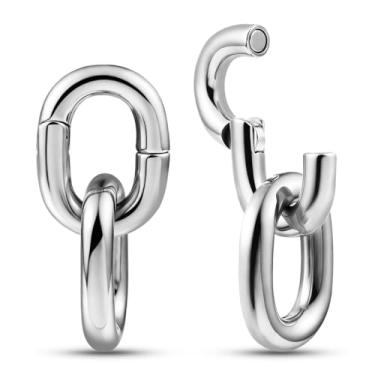 Imagem de LADEMAYH Pesos de ouvido hipoalergênicos para orelhas esticadas de 2 g, 00 g, 00 g, ganchos de orelha com design de corrente para alongamento de orelha, brincos de aço cirúrgico, punk, calibres