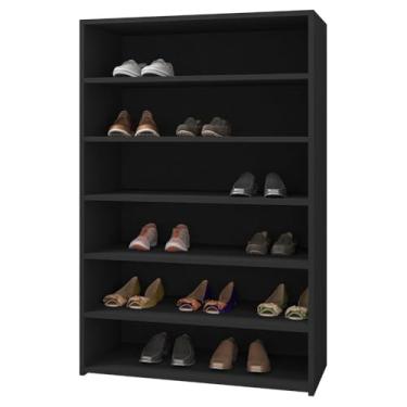 Imagem de Armário Multiuso Sapateira Closet Livreiro 5 Prateleiras Lais Preto Preto Fosco Ajl Móveis