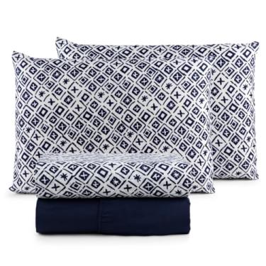 Imagem de Jogo de Lençol Casal Padrão 04 Peças 200 Fios Cama Box Estampado Toque Aveludado Macio(Porto)