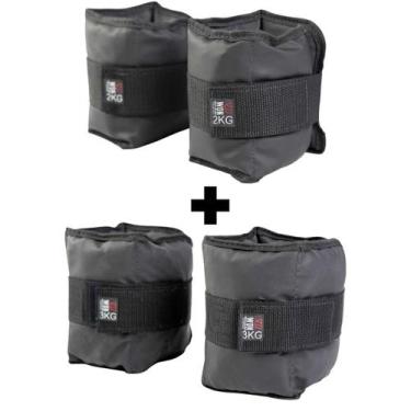 Imagem de Kit Caneleiras de Peso Profissional Won Tornozeleira 2 kg 3 kg Academi
