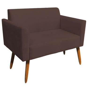 Imagem de Poltrona Namoradeira Pés Palito Madeira Suede Marrom