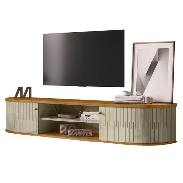 Imagem de Rack Bancada De Tv 75 Pol 183cm Arvin Z10 Cumaru/opala - Mpozenato