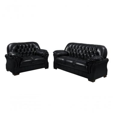 Imagem de Sofá Rei Conjunto 2 E 3 Lugares Império Estofados Couríssimo Preto 851