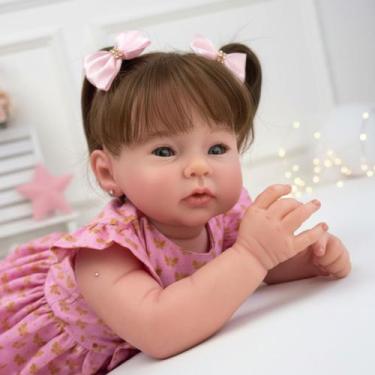 Imagem de Bebê Reborn Menina Silicone, Banho Cabelo Fio A Fio - Mundo Azul E Ros