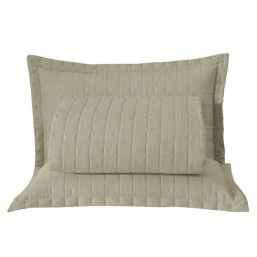 Imagem de Kit Cobre Leito Colcha Monaco Casal Dupla Face 3 Peças - Cáqui