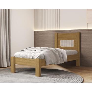 Imagem de Cama Para Quarto De Solteiro MDF Com Estrado Madeira Clara Design Mode