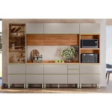 Imagem de Cozinha Completa Proença 6 Peças (2aéreos+2balcões+1torrequente+1cristaleira) C6p94 Nogueira Touch-nude Prime - Demóbile