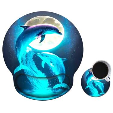 Imagem de Mouse pad com gel de suporte de pulso, mouse pad ergonômico com descanso de pulso confortável, mousepad para jogos, base de poliuretano antiderrapante para laptop, escritório, digitação fácil e alívio