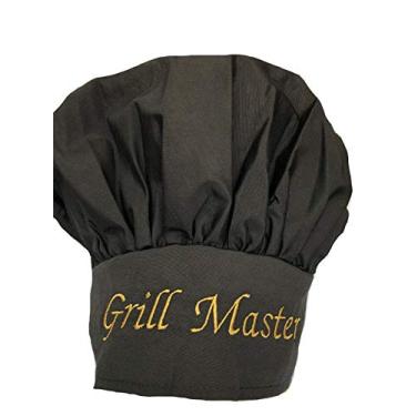 Imagem de Avental chefskin para presente profissional para grelha Master Chef (chapéu preto, bordado dourado)