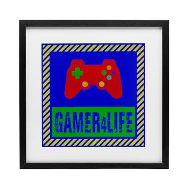 Imagem de Stupell Industries Impressão emoldurada Gamer 4 Life preta sob vidro, design por Marcus Prime, 13 x 13