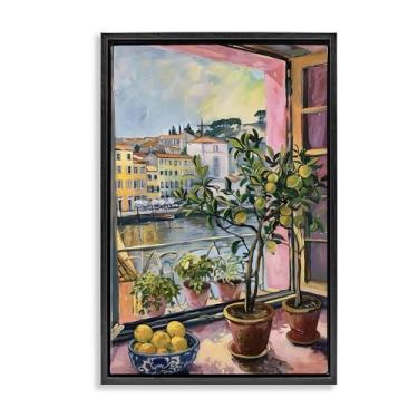 Imagem de Stupell Industries Arte de parede em tela flutuante emoldurada cinza com cenas cítricas da cidade, design da LSR Design Studio, 63 x 43 cm