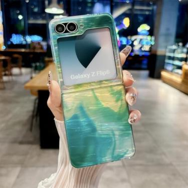 Imagem de Capa para Z Fold6 com tinta artística Halo e textura de concha, capa protetora fofa (para Z Fold6/B)