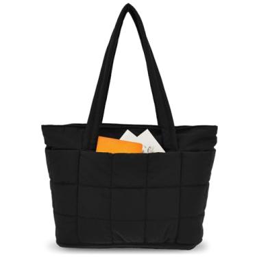 Imagem de Bolsa de compras expansível, 45 x 15 x 31 cm com compartimentos de zíper, capacidade de 22 a 28 L de tecido impermeável com divisórias projetadas, para viagens, academia, escola, compras, praia