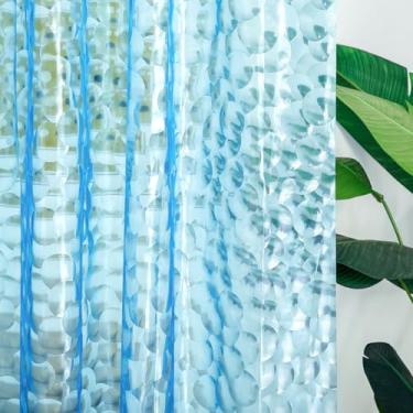 Imagem de Hereisa Cortina de chuveiro azul cubo de água 3D - Extra longa L 182 x C80, cortina de banheiro leve PEVA (3G) com ilhós e ímãs, secagem rápida