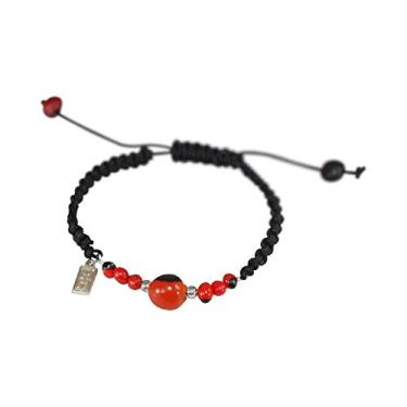 Imagem de E B Evelyn Brooks Designs Pulseira ajustável de macramê unissex - acabamento dourado e prata - pulseira de amizade/amor boa sorte - com contas significativas de semente Huayruro - ótimos presentes